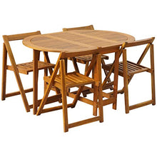 LMTYOENFG 5 Piece Folding Patio Dining Set Acacia Wood Table Chairs