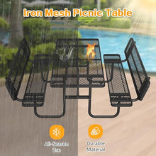 SENPUST 72" Picnic Table with Backrest, Rectangular Metal Picnic Table