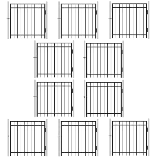 Fencer Wire Heavy Duty Flat Top Fence Gate, 4FT Height X 4FT Width Gate with Lock Attachment, Outdoor Anti-Rust Metal Steel Gate for Fencing Barrier, Decorative Garden Gate for Patio, Pack of 10