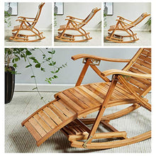 JOTDPFRYK Patio Lawn Garden Sun Loungers Solid Wood Rocking Chair, Foldable Chaise Lounges Portable Folding Chairs with Footrest with Cushion, 5-Speed Adjustment Office Outdoor