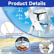 Wind Turbine Generator Kit, Vertical Axis 3 Blade Windmill Power Generator with Charge Controller, Auto Speed Regulation Wind Energy System, for Marine, RV, Home, Windmill Generator Suit. A-48V
