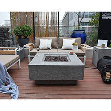 Elementi Manhattan Concrete Fire Pit 36" x 36" Outdoor Patio Firepit Includes Lava Rocks Modern Fire Pits & Outdoor Fireplaces for Garden, Deck, Indoor & Outdoor Heating