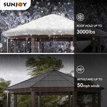 Sunjoy 15x15 ft. Octagon Hardtop Gazebo with Black Aluminum Roof Brown
