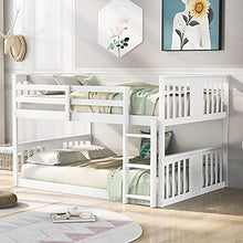 Harper & Bright Designs Full Over Full Low Bunk Bed with Ladder White