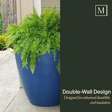 Mayne Modesto 30in Round Modern Planter, Neptune Blue