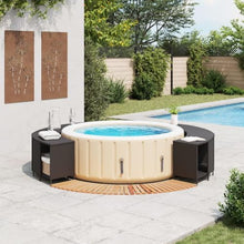Hot Tub Surround Set with Acacia Wood Steps and PE Rattan Storage Rack, Modular Spa Furniture for Garden and Backyard, Black