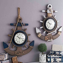 Vintage Wooden Ship Anchor Outdoor Garden Wall Clock, Mediterranean Style Large Outdoor Clock Beach Sea Theme Outside Wall Clock
