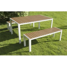 Pangea Home Breeze 3 Piece Set, White Frame Teak Polyresin