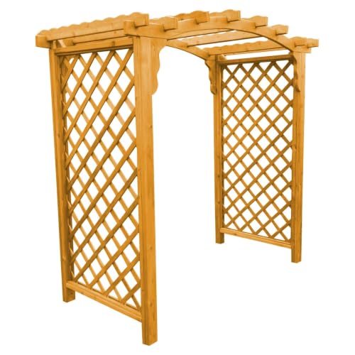 Keystone Amish Co. Newberry Cedar Garden Arbor, Heavy Duty Outdoor Wooden Archway Trellis for Climbing Plants, Amish Crafted, Made in USA, 6-Foot, Natural Stain