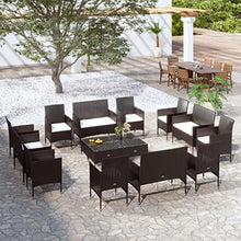 YUHI-HQYD 16 Piece Patio Lounge Set with Cushions,Backyard Decor,Backyard Sofa Suit,Outdoor Furniture,Outdoor Couch,Suitable for Balcony, Backyard, Patio, Garden, Poolside, Poly Rattan Black