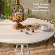 Dexinhdh Round Wrought Iron Coffee Tables, Creativity Outdoor Side Table with Iron Table Legs & Large Storage Tabletop, Anti-Rust Bistro Tables for Patio Yard Garden Living Room(B)