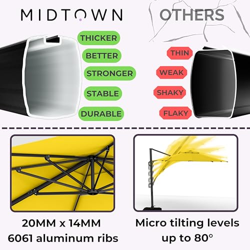 Midtown Umbrellas 10 Ft Outdoor Cantilever Patio Umbrella Black Frame Terylast Sunflower