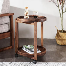 WGTYOA Round Living Room Sofa Angle A Few Contracted Small Family Wheel Move Table Solid Wood