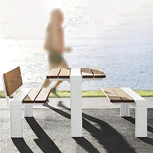 Park Patio Seat Park Bench, Stainless Steel Outdoor Bench With Backrest, Long Wooden Leisure Chair 47.2/59.2/70.8/78.7 Inch No Armrests For Garden, Courtyard