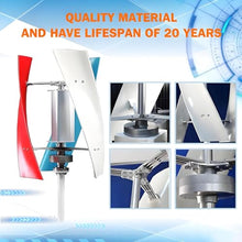 Hrxllb 20000W Wind Turbine Generator Kit 12V 24V 48V 220V Vertical Axis Wind Turbine Generator Ki with 3 Blade/Controller for Solar Wind Power(24V)