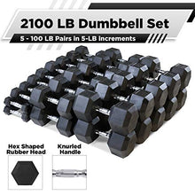 WF Athletic Supply Rubber Coated Hex Dumbbell Set - Multiple Choices Available - 5-100LB Dumbbells Only