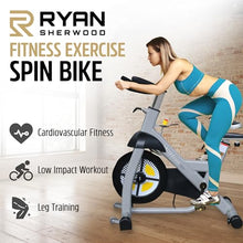 R RYAN SHERWOOD Exercise Spin Bike Commercial for Gym (50 lb Flywheel) 350 lb Capacity - Grey