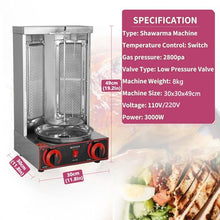 WEIMILOR Vertical Rotisserie Shawarma Machine, Sharma Machine, Rotating Grill, Shawarma Grill, Rotisserie Oven,Chicken Rotisserie Machine,Gas