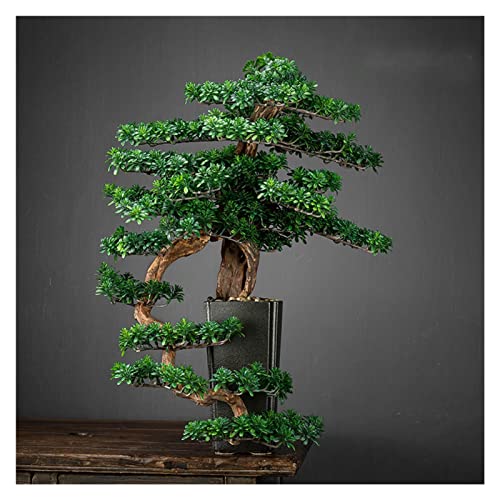 FAFACAI Small Bonsai 1 PC Welcome Pine Bonsai Desktop Decoration Living Room Home Dector Fake Tree Green Potted Plant Ornaments Scenery Fake Plant Greenery Decor for Desk (Color : E) (E)
