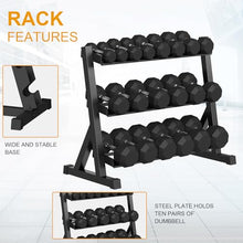 GarveeLife Premium Rubber Coated Hex Dumbbell Weight Set with Rack Black