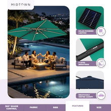 Midtown Umbrellas Supreme - 9 x 9 Ft Cantilever Umbrella with LED Lights