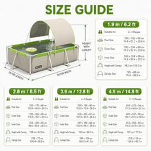 Foldable Pool with Canopy, 3-Layer PVC Rectangular Non Inflatable Pool