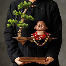 Plants with Wooden Base Buddha Sculpture and Incense Seat for Home Office Décor Bonsai Tree (Color : B) (A)