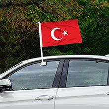 Turkey Car Flag Window Clip Flag 18” X 12” Including Poles for Patriotic, Sports Events, Parades (Premium - Double Side Printing, Pack of 100)