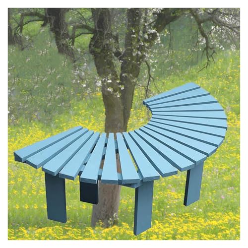 BXKCFYBSQ Semi-Circular Tree Bench,Outdoor Patio Seat,Decorative Curved Bench Seating Chair,Weatherproof and Free Combination of Shapes,for Parks Lawns(Blue)
