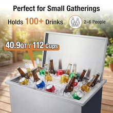 20" Built-in Ice Chest 107.5L, Stainless Steel Cooler Bin with Drain for Outdoor
