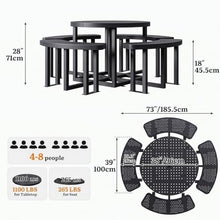 DWVO 38" Round Metal Picnic Table with Umbrella Hole,