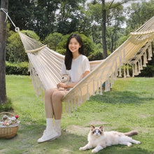 Portable Canvas Hammock Outdoor Camping Travel Lightweight Machine Washable Portable Sturdy Multifunctional Tree Hammock Comfortable