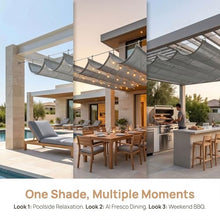 FENGZEQUAN U Shaped Wave Sunshade，Retractable Wave Shade Sail System，Outdoor Canopy pergola roof Hang Down u Shape Wave Awning，for Outdoor Patio Porch Garage Backyard Awning(W2.8*L7m/W9.19*L22.96ft)
