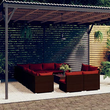 LKJephalotrope 13 Piece Patio Lounge Set with Cushions, Brown Poly Rattan Outdoor Sectional Sofa, Modular Garden Furniture Set for Patio, Backyard and Poolside with Glass Table