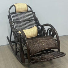 Rattan Rocking Chair with Retractable Footrest, Ergonomically Designed, Suitable for Living Room Bedroom Balcony Garden(Yellow,125 * 100 * 63cm)