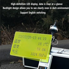 Handheld Digital Anemometer, LCD Display and 16-position Dial, Mechanical wind vane, Velocity Temperature Measuring Device with USB and APP Data Transmission,Portable weather instrument, Standby 70h