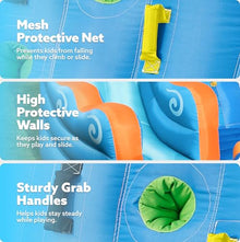 SLOOSH Inflatable Water Slide Park for Kids, 6 in 1 Bounce House Double Slides Bouncy Castle with 450W Blower, Climbing Wall, Water Cannon, Splash Pool for Outdoor Backyard Party