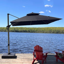 OROTLECT 120" Square Cantilever Umbrella With Base,Black