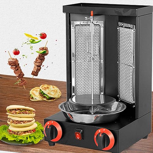XYWGBMS Electric/Gas Kebab Grill Machine, 360° Rotating Vertical Broiler Barbecue Oven, Smokeless Turkey Doner Kebab Machine,Black-A