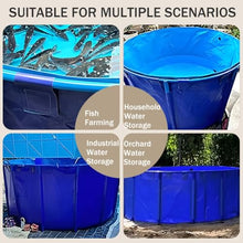 Pool Above Ground - Round Canvas Fish Pond Pool, Large Foldable Water Storage Tank with Drain Valve, Perfect for Agricultural Irrigation and Koi Pond Culture(1x0.6m/39.4x23.6in)