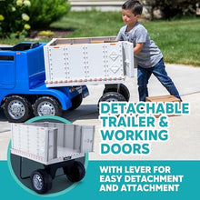 Kid Trax 12V Kids Ride On Semi-Truck with Trailer Blue