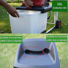 IMOSEI Garden Branch Shredder, 2500W Powerful Electric Wood Chipper Mulcher with Transport Wheel Move Easily，Max.40mm Cutting Capacity, 50L Collection Box, for Lawn and Garden