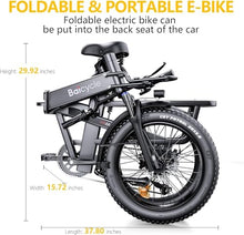Baicycle Folding Electric Bike 62-Mile Range 48V Removable Battery 20-Inch Fat Tire Grey