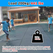 MZZKFC Customizable Round Inground Pool Safety Cover, 3 5 10 15 20 25 30 35 FT Dia Winter Pool Protector, Extra Long Pool Safety Net Cover Max Load 200kg/441Ibs(Green,14.5ft)