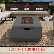 AMS 66" Rectangular Propane Gas Fire Pit Table for Outdoor Patio, Dark Gray