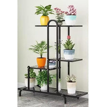 DOIBG Metal Plant Stand with Wheel, Floorstanding Multiple Flower Pot Organisation Shelves Garden Plant Containers Flower Rack for Balcony and Yard
