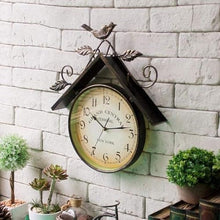 Wall Clock Art Clock Wall Clock, Vintage Wrought Iron Art Bird House Design Garden Clocks Outdoor Waterproof Clock Wall Decor Clock