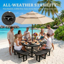YITAHOME 38'' Metal Picnic Table with Umbrella Hole
