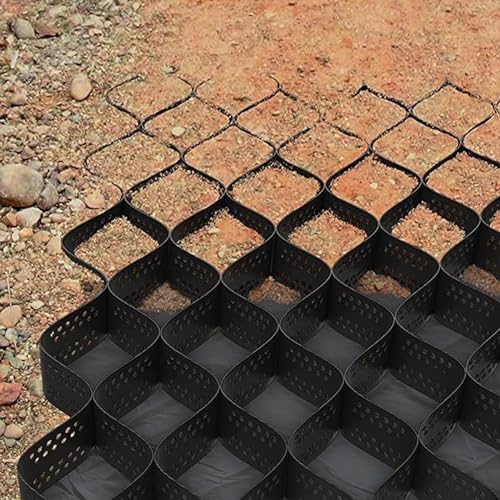 Gravel Driveway Polyethylene Geogrid, 4x6m/13x20ft Parking Lots Permeable Dungeons Pouring Ground Stabilizer, for Garden Edging Woodland Retaining Wall Geo Grid, H-10cm/4in