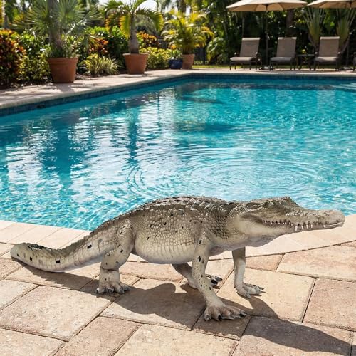 Timeless Reflections by AFD Home Crocodile Walking Statue, 4-Foot Realistic Crocodile, 11.50 Inches x 9.25 Inches x 50.25 Inches